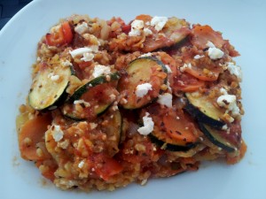 Bulgur-Gemüse-Auflauf mit Feta