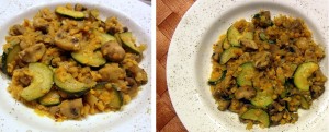 Linsenpfanne mit Pilzen und Zucchini